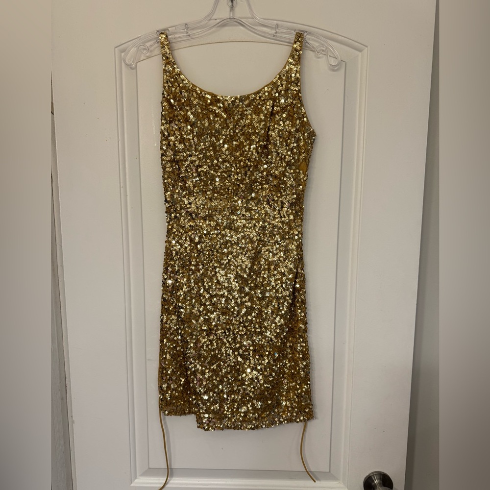 Gold Sequin Sleeveless Dress